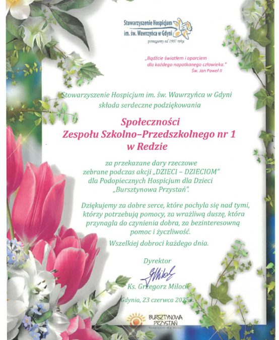 Podsumowanie akcji charytatywnej „Dzieci-dzieciom” 