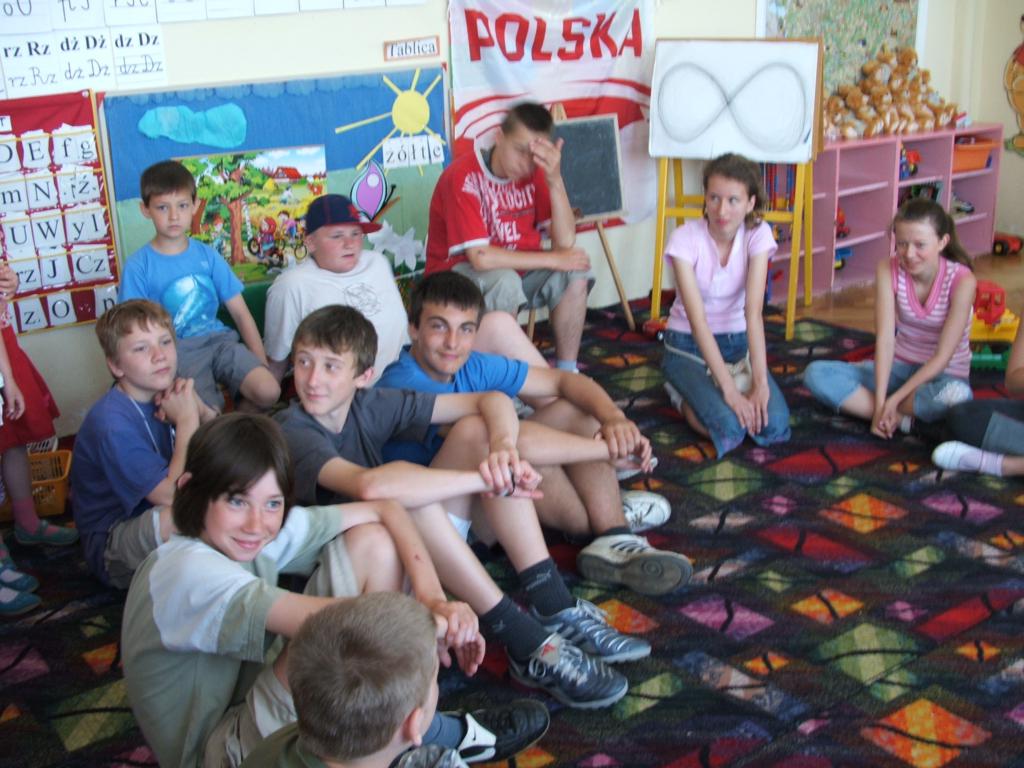 Rok 2005 - klasa I b uczy przedszkolaki czytać i opowiadać