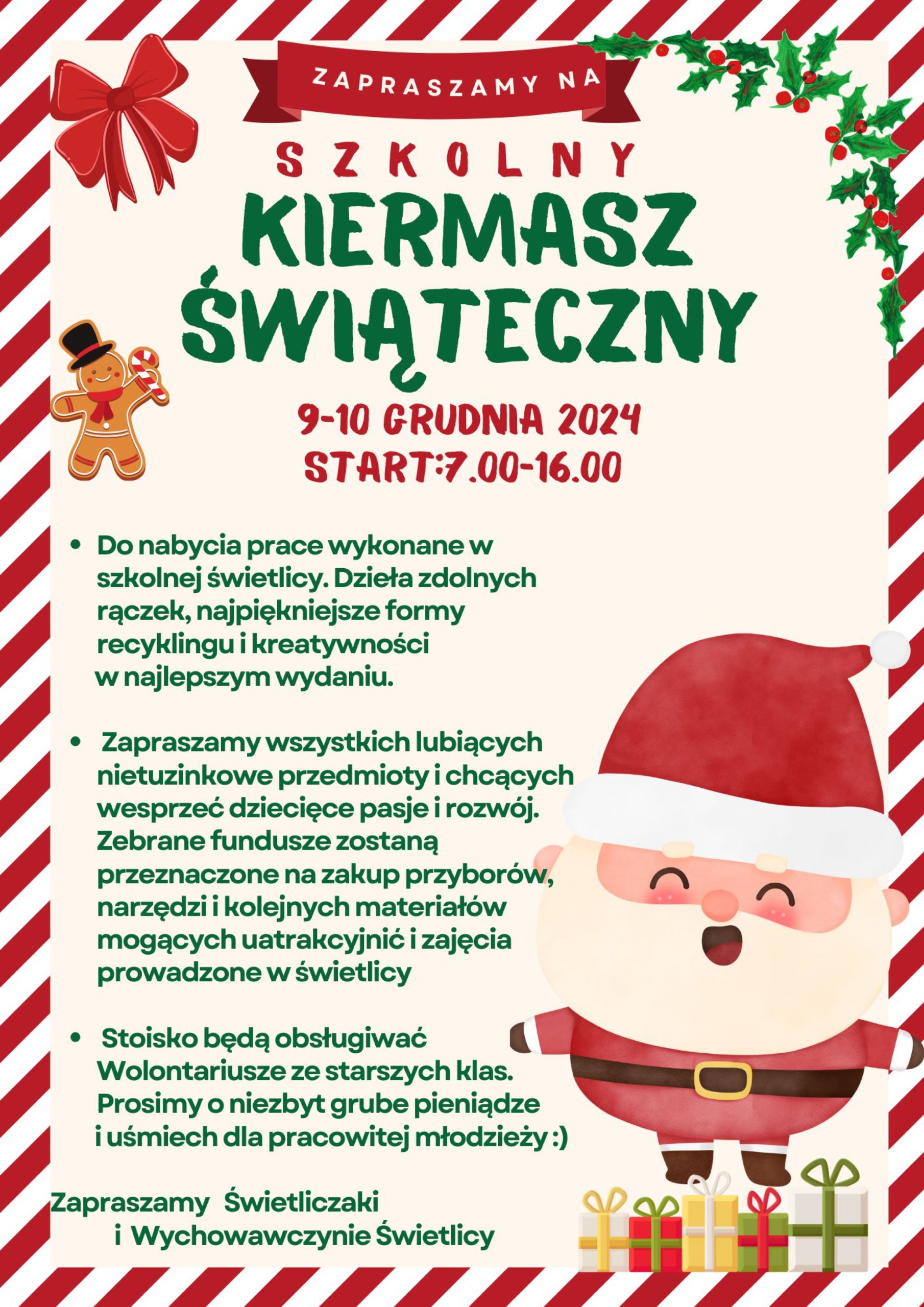 SZKOLNY KIERMASZ ŚWIĄTECZNY