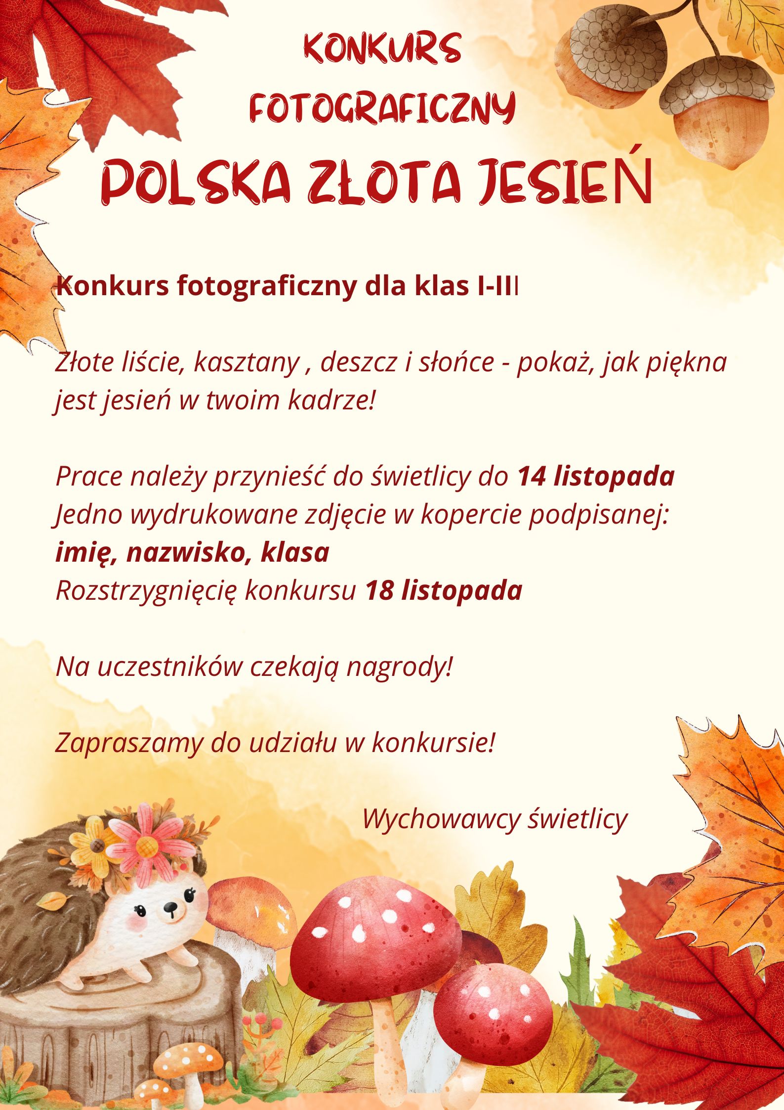 Konkurs fotograficzny dla klas 1-3